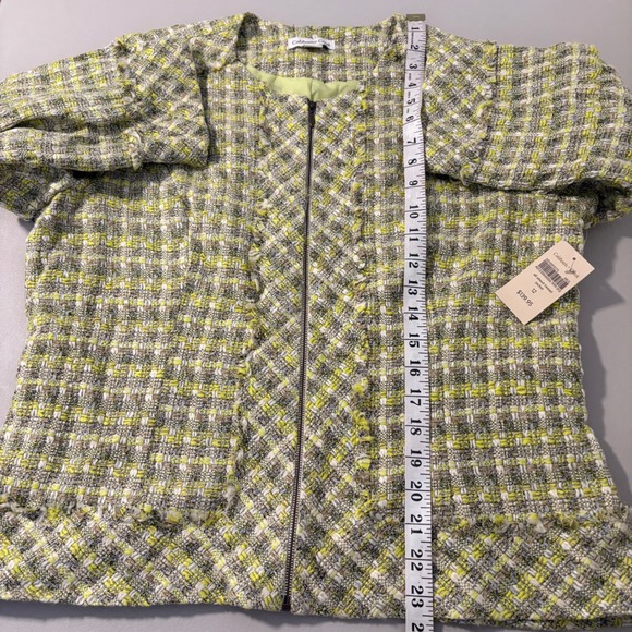 Coldwater Creek Women's Tweed Jacket‎ Size 12 Zipper Front Green Career Casual - Picture 4 of 11